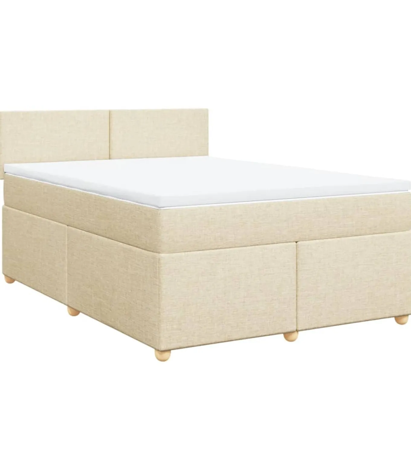 Boxspring met matras stof crèmekleurig 160x200 cm