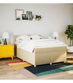 Boxspring met matras stof crèmekleurig 160x200 cm