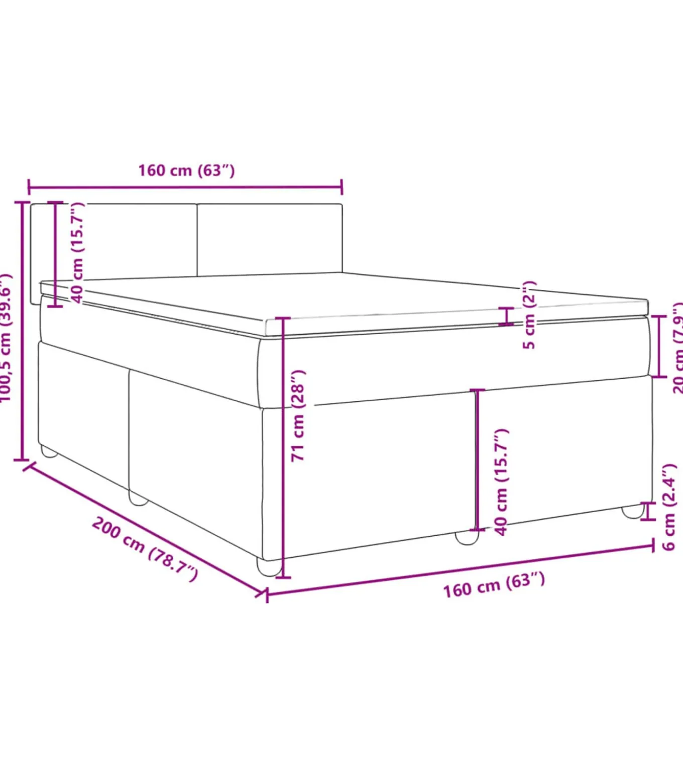 Boxspring met matras stof crèmekleurig 160x200 cm