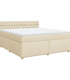 Boxspring met matras stof crèmekleurig 180x200 cm
