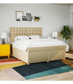 Boxspring met matras stof crèmekleurig 180x200 cm