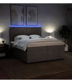 Boxspring met matras stof taupe 200x200 cm