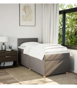 Boxspring met matras stof taupe 100x200 cm