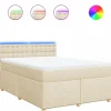 Boxspring met matras stof crèmekleurig 160x200 cm