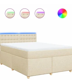 Boxspring met matras stof crèmekleurig 160x200 cm