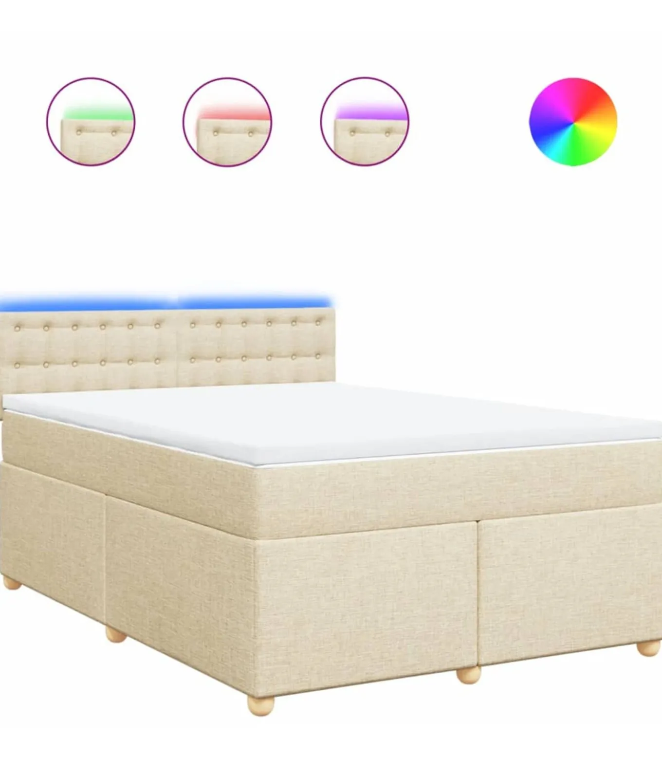 Boxspring met matras stof crèmekleurig 160x200 cm