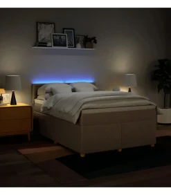 Boxspring met matras stof crèmekleurig 160x200 cm