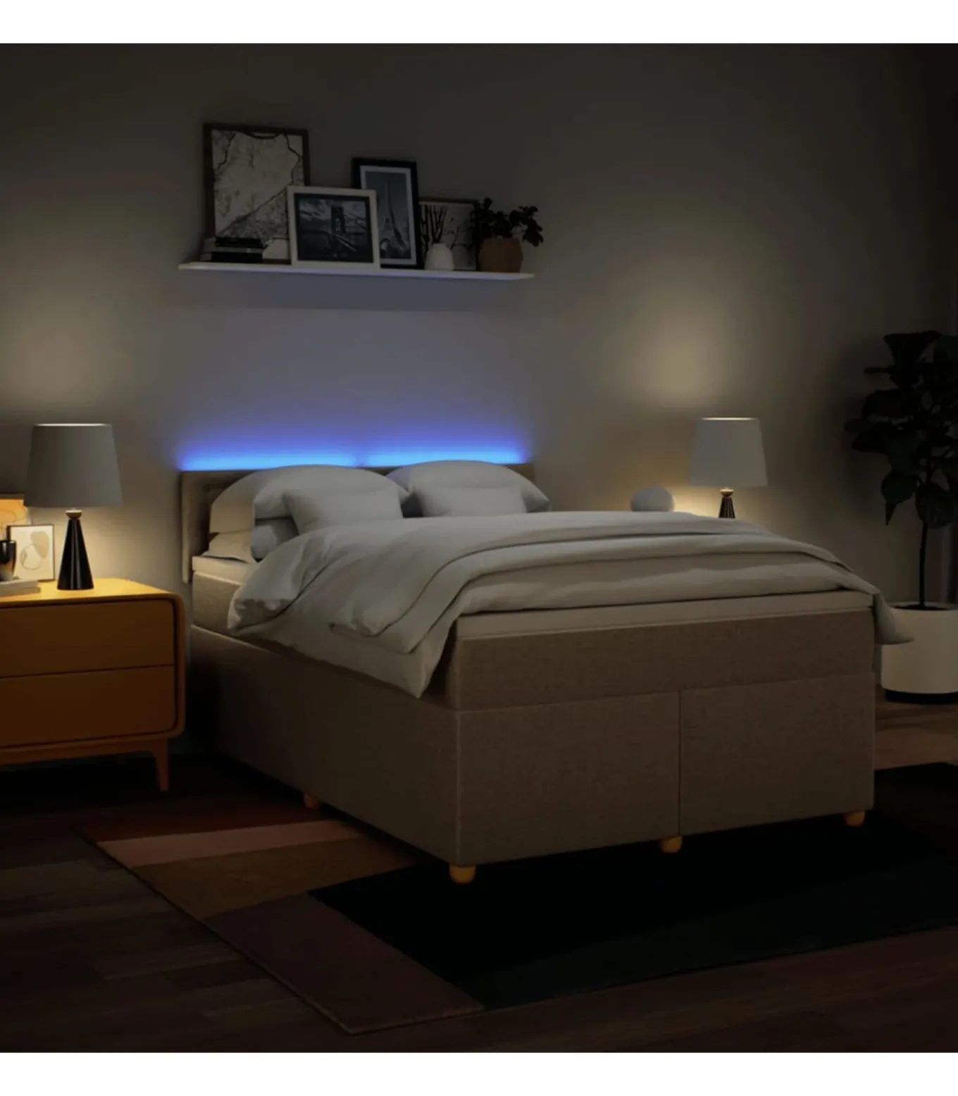 Boxspring met matras stof crèmekleurig 160x200 cm