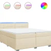 Boxspring met matras stof crèmekleurig 200x200 cm