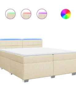 Boxspring met matras stof crèmekleurig 200x200 cm