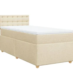 Boxspring met matras stof crèmekleurig 90x190 cm