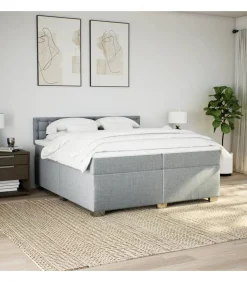 Boxspring met matras stof lichtgrijs 200x200 cm