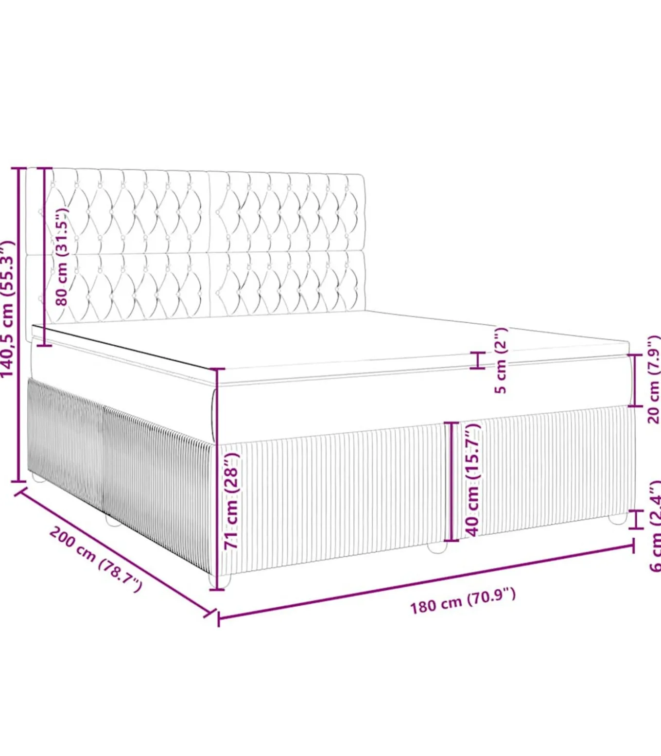Boxspring met matras stof taupe 180x200 cm