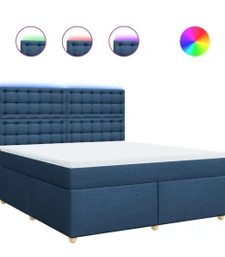 Boxspring met matras stof blauw 180x200 cm