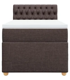 Boxspring met matras stof donkerbruin 90x200 cm