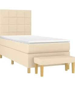 Boxspring met matras stof crèmekleurig 90x200 cm