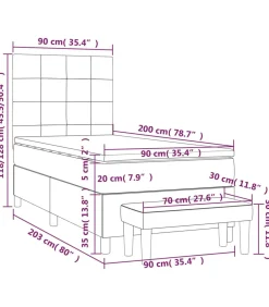 Boxspring met matras stof crèmekleurig 90x200 cm