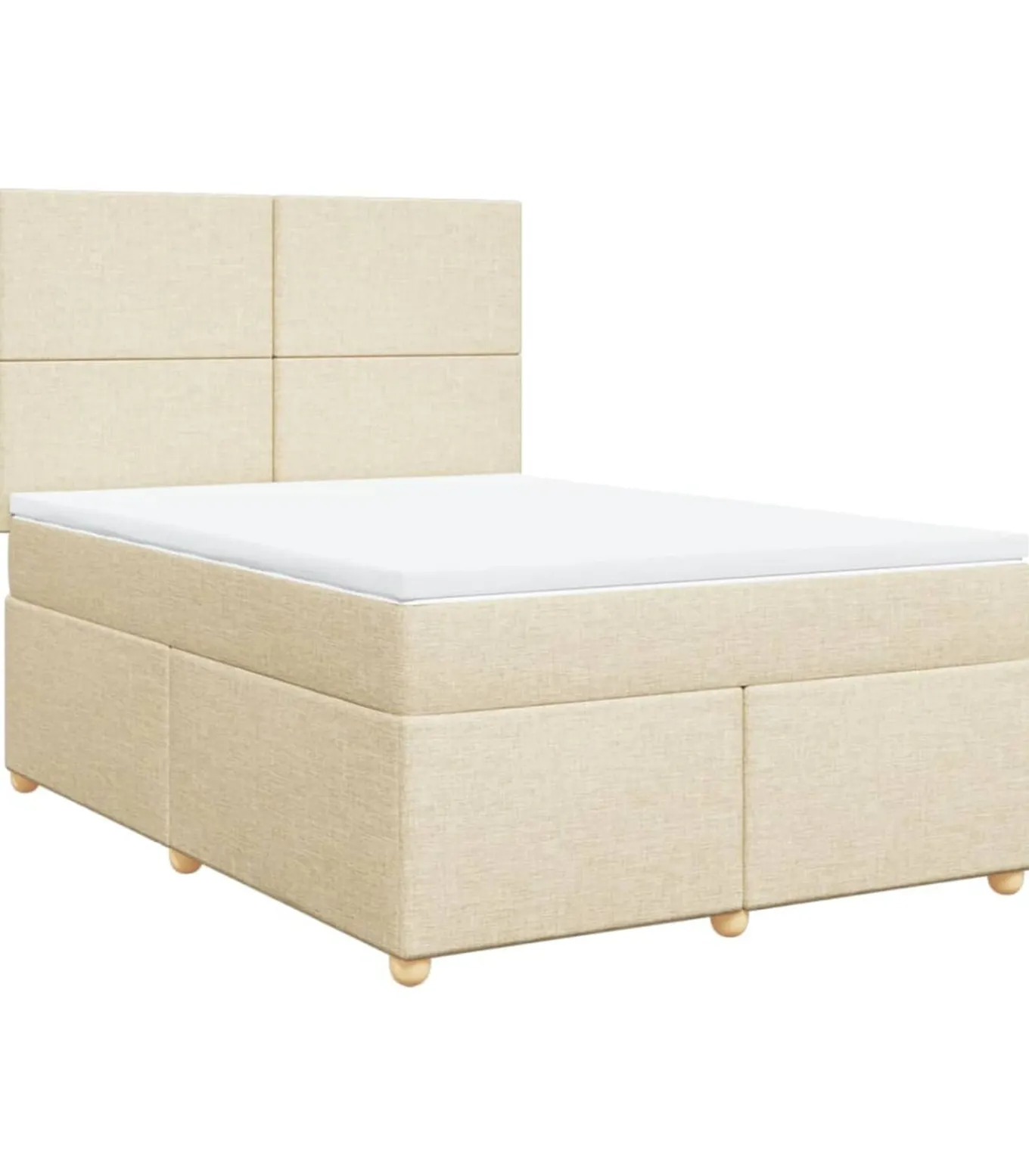 Boxspring met matras stof crèmekleurig 160x200 cm