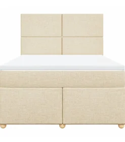 Boxspring met matras stof crèmekleurig 160x200 cm