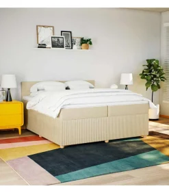 Boxspring met matras stof crèmekleurig 200x200 cm