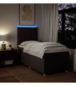 Boxspring met matras stof donkerbruin 90x200 cm