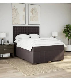 Boxspring met matras stof donkerbruin 160x200 cm