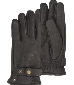 Bruine leren herenhandschoenen met aantreklusje