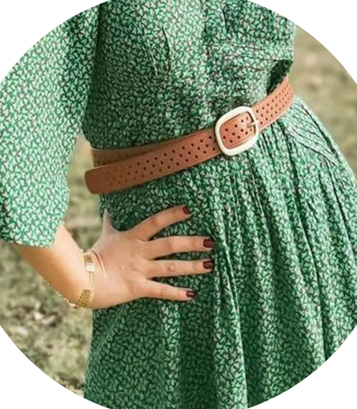 Camel opengewerkte riem voor dames