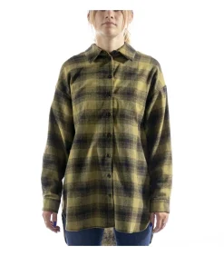 Camicia Kontatto Over Check Frange Verde