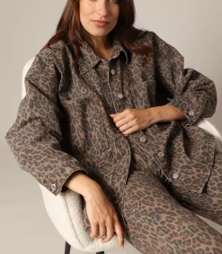CAMINA - Overhemd van 100% katoen met luipaardprint