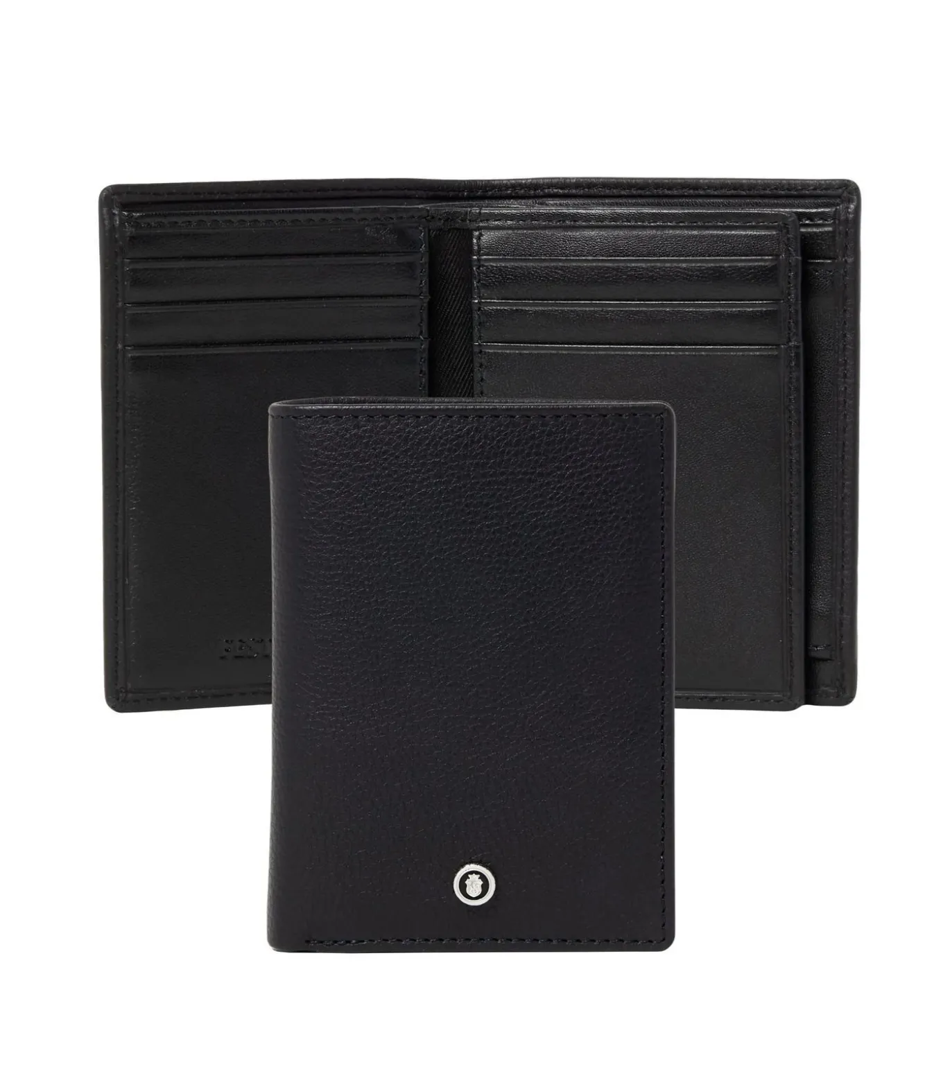 Card holder with flap Button Black