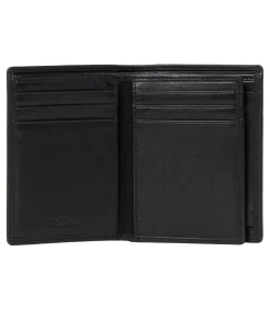 Card holder with flap Button Black
