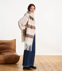 Écharpe écrue met brede strepen