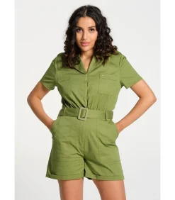 Combi-short met bouttonière en riem