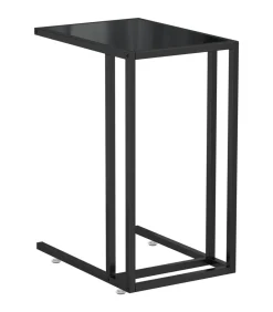 Computer bijzettafel 50x35x65 cm gehard glas zwart