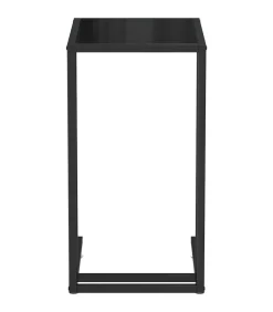 Computer bijzettafel 50x35x65 cm gehard glas zwart