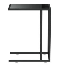 Computer bijzettafel 50x35x65 cm gehard glas zwart
