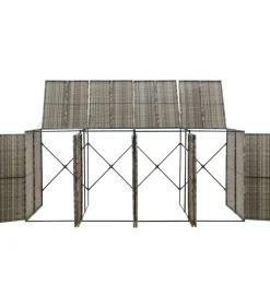 Containerberging viervoudig 274x80x117 cm poly rattan grijs