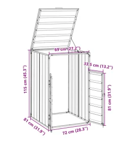 Containerberging voor 1 container 72x81x115 cm staal bruin
