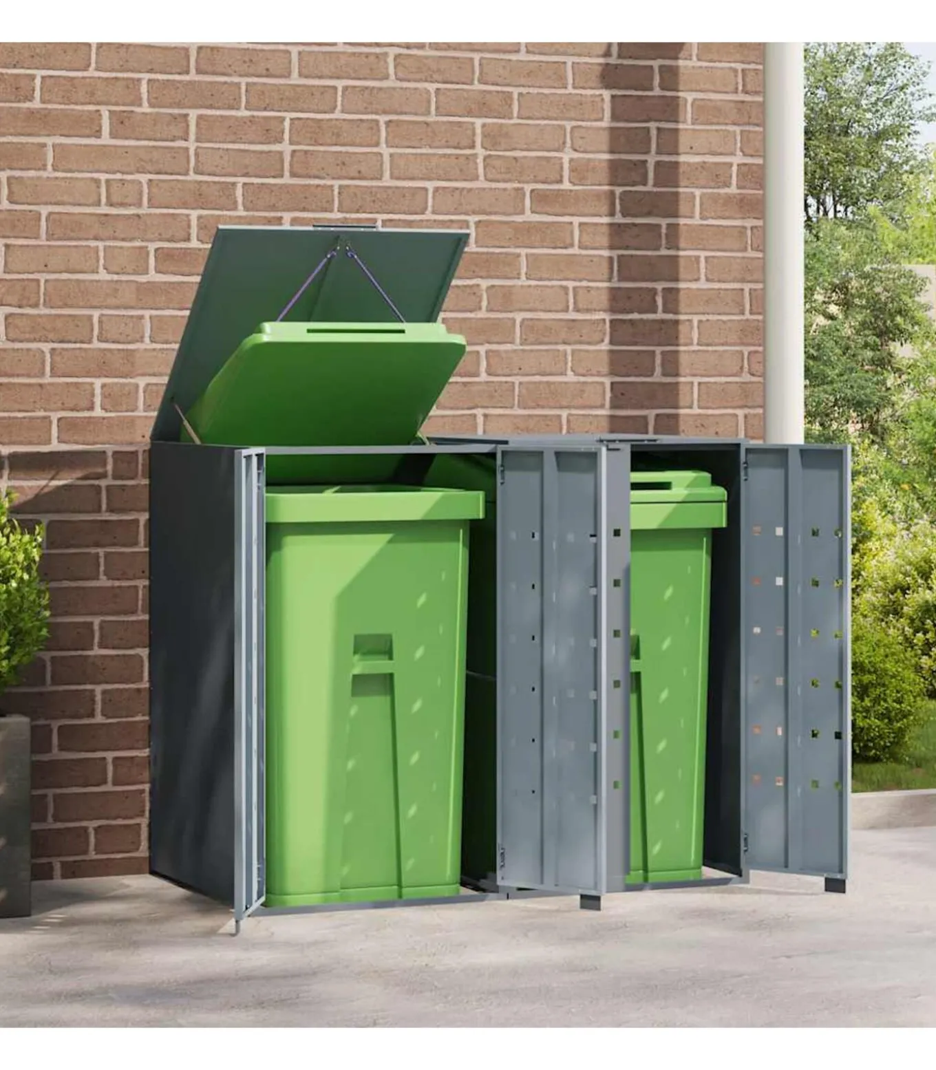 Containerberging voor 2 containers 138x79x117 cm staal grijs