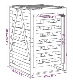 Containerberging 84x90x128,5 cm massief grenenhout