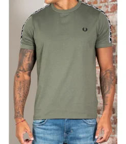 Contrast tape ringer t-shirt - laurel wreath green black