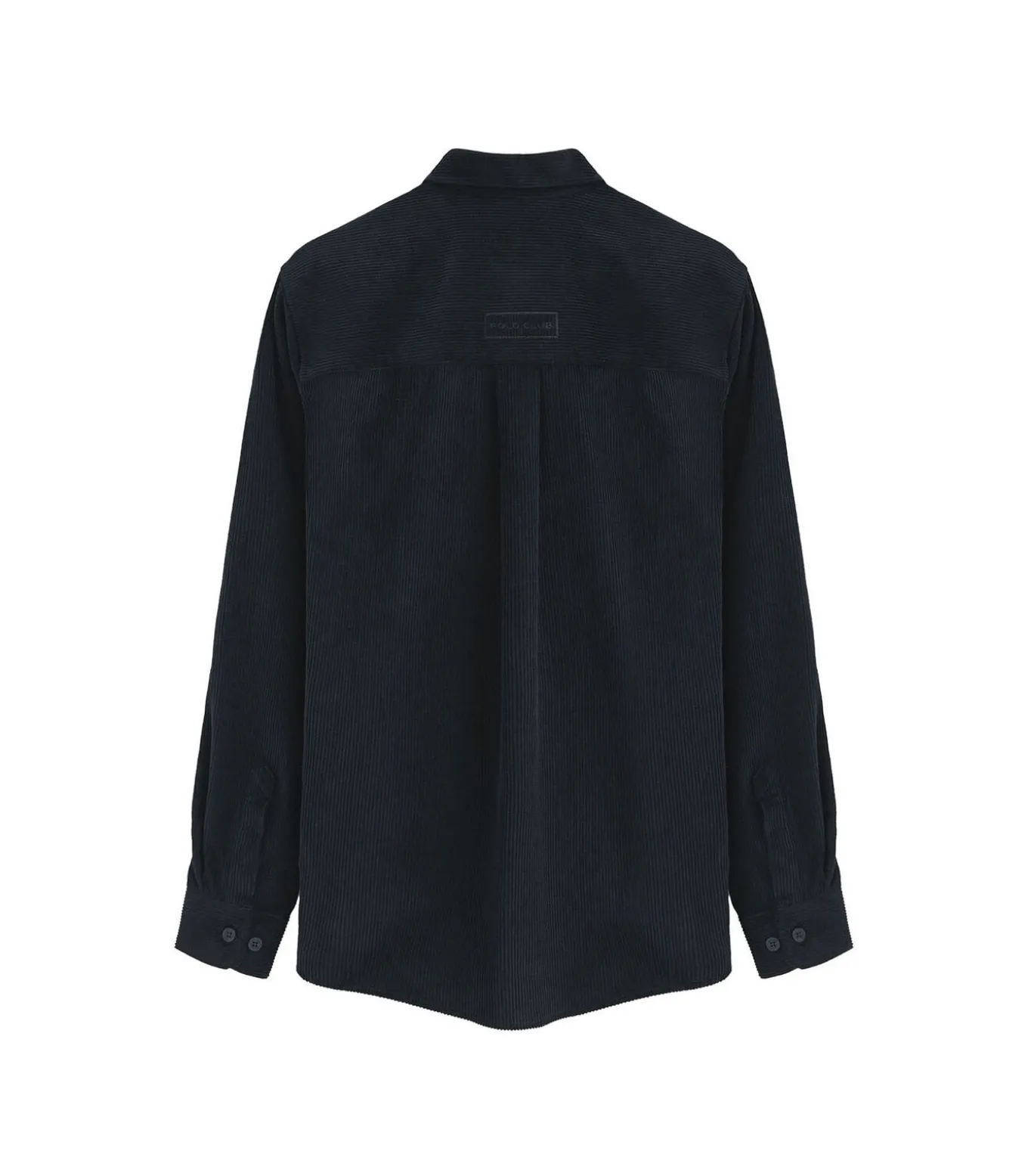 Corduroy hemd in marineblauw met Franse kraag en Polo Club-logo