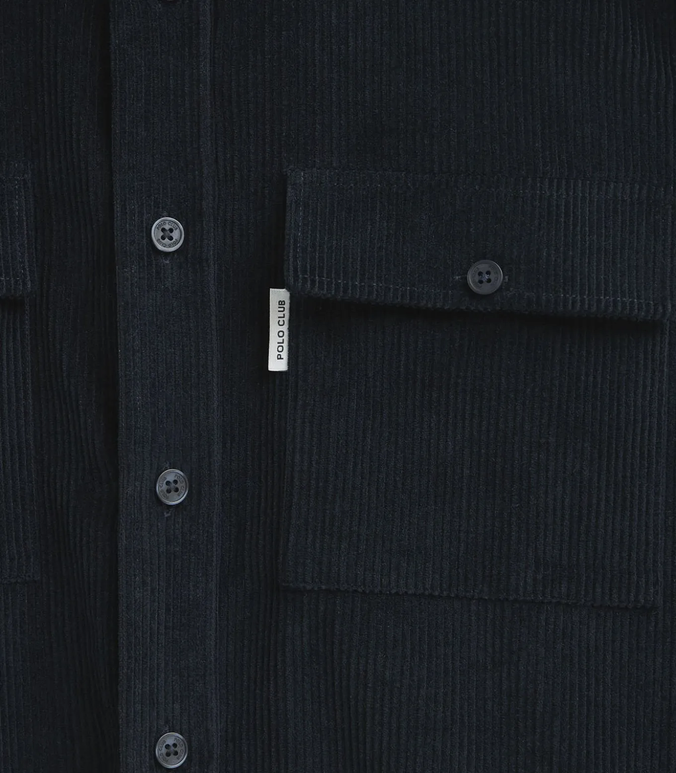 Corduroy hemd in marineblauw met Franse kraag en Polo Club-logo