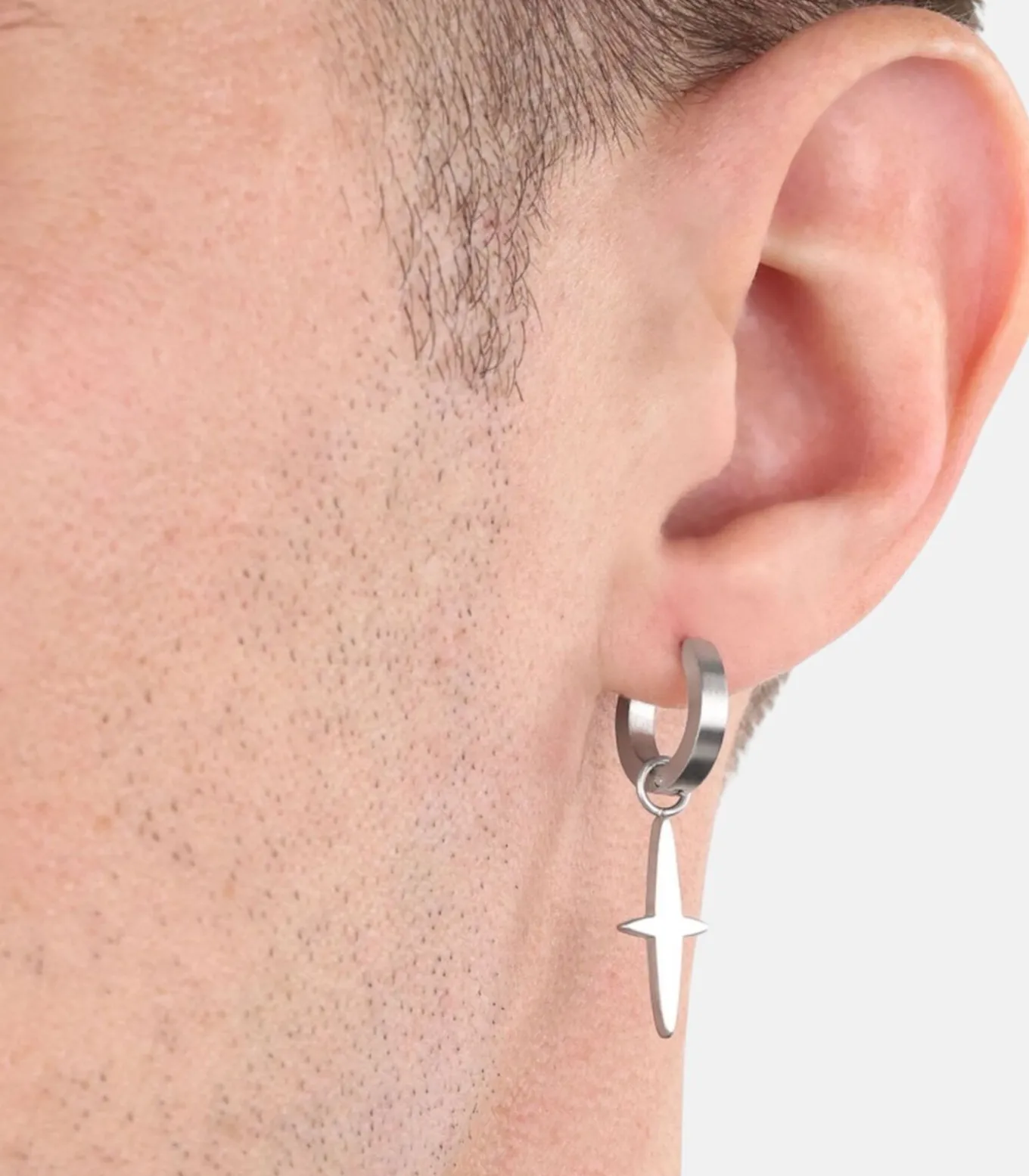 Creolen voor mannen, kruis van roestvrij staal