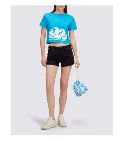 Cropped T-Shirt With Maxi Logo Print