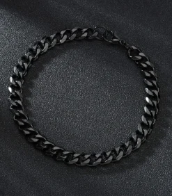Cuban Link Heren Armband - Dikke Schakel - 5mm - Zwart