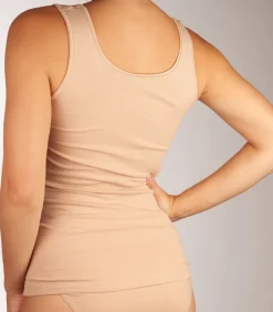 Dames singlet / Hemd - 32286 - Biologisch katoenen onderhemd - Brede bandjes - Wit - Zwart - Huidskleur