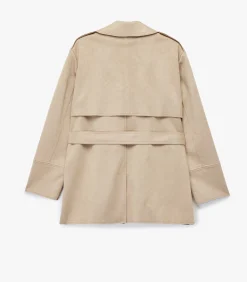 Dames Trenchcoat Kunstsuède Lang Ceintuur