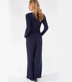 Damesbroek met wijde pijpen Navy